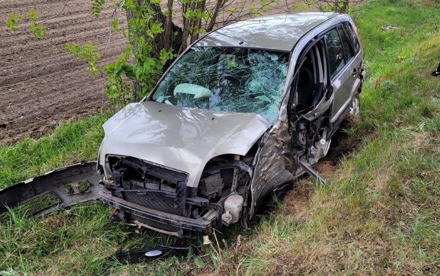 Kierowca zasnął lub zasłabł. Auto uderzyło w drzewo